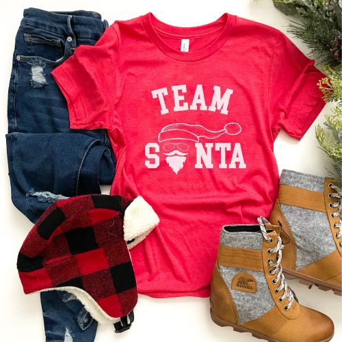 Team Santa tee Short sleeve holiday tee Bella Canvas 3001 red