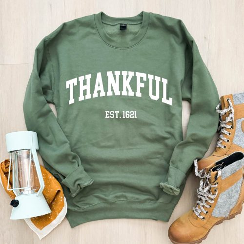 Thankful Est. 1621 softstyle sweatshirt Thanksgiving Gildan SF000