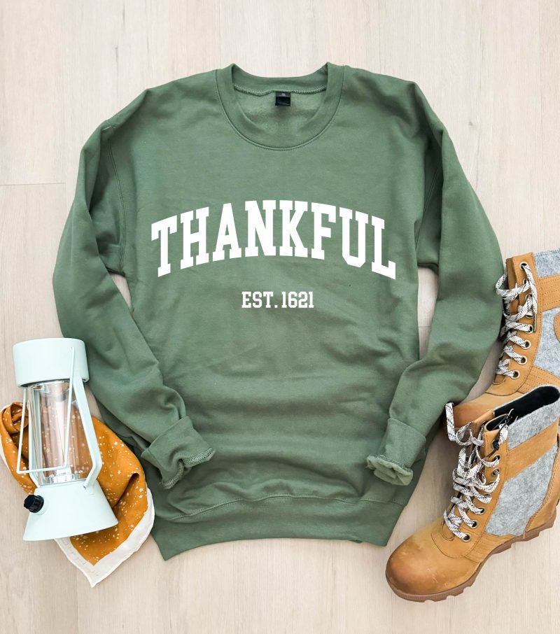 Thankful Est. 1621 softstyle sweatshirt Thanksgiving Gildan SF000