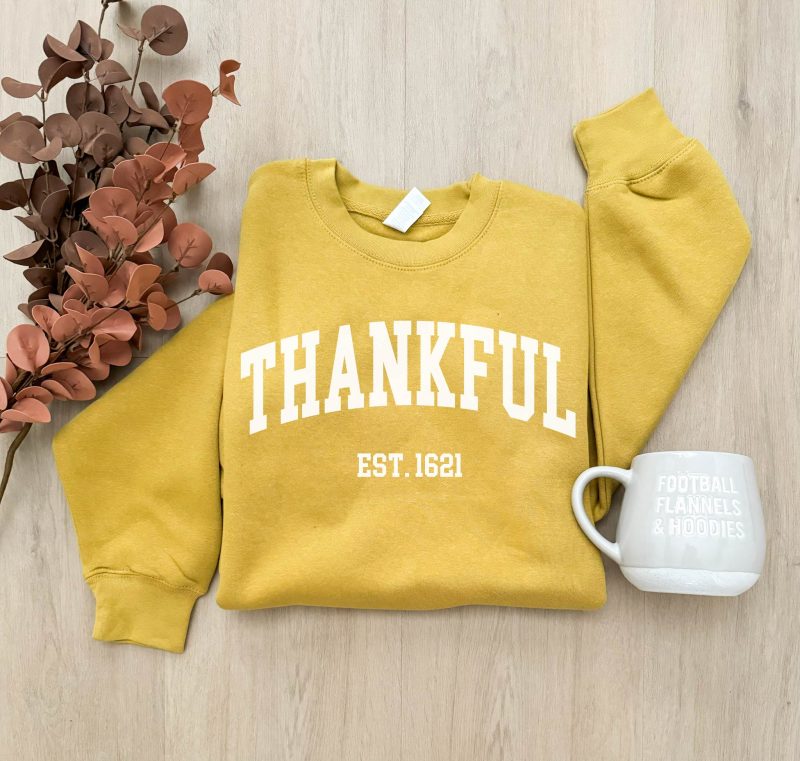 Thankful Est. 1621 sweatshirt Thanksgiving Gildan SF000