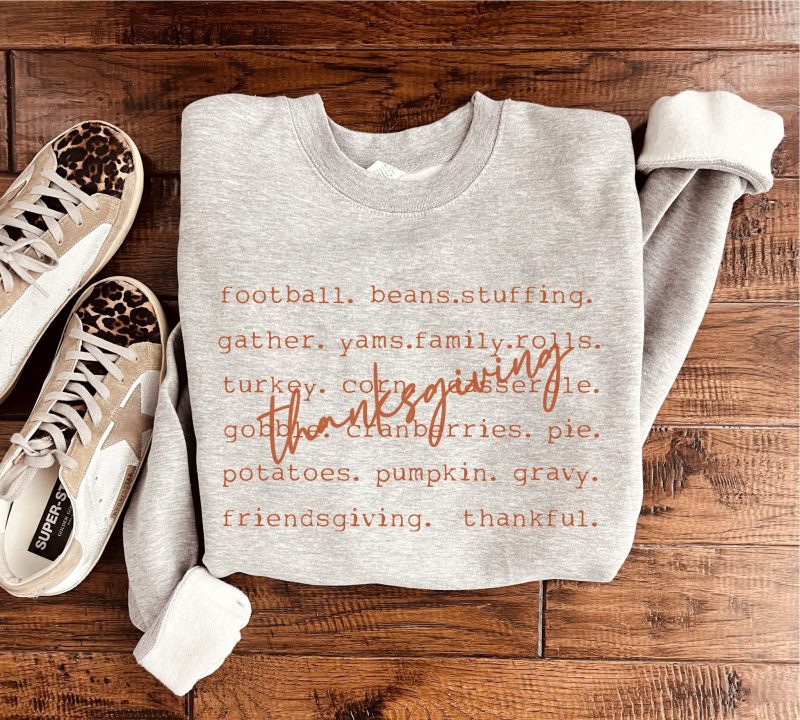 thanksgiving words basic sweatshirt thanksgiving collection gildan 18000 sweatshirt 231499