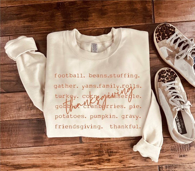 thanksgiving words basic sweatshirt thanksgiving collection gildan 18000 sweatshirt 863702