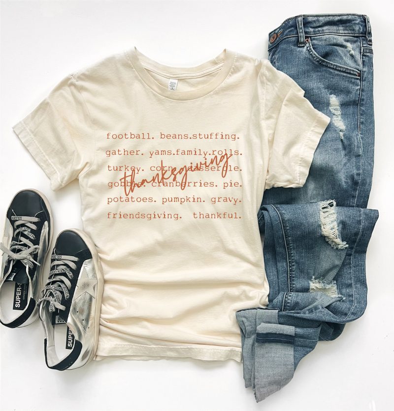 thanksgiving words tee thanksgiving collection bella canvas 3001 237894