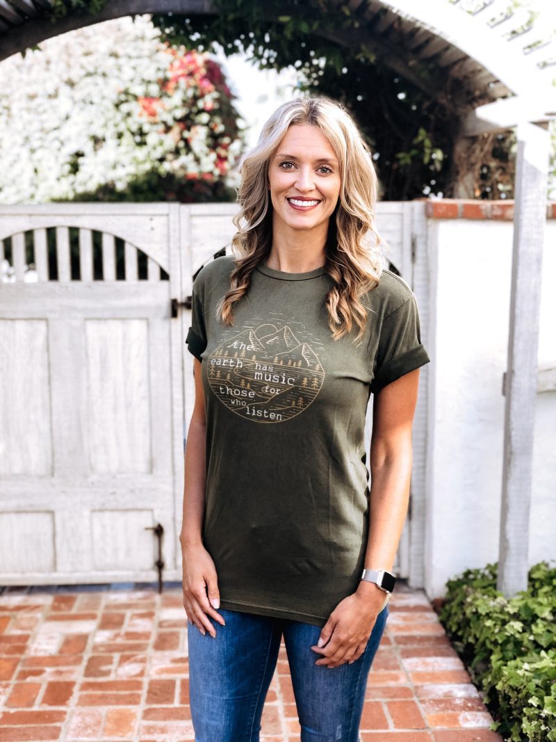 the earth has music tee short sleeve nature tee lane seven vintage tee olive green 373515