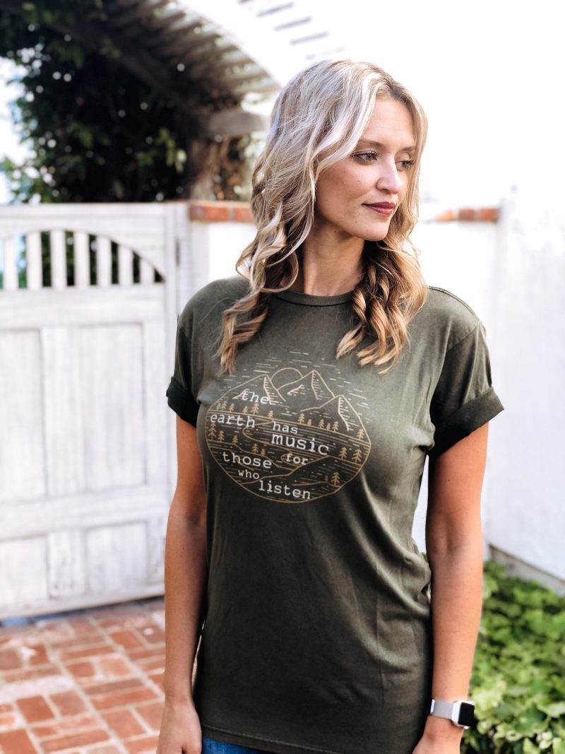 the earth has music tee short sleeve nature tee lane seven vintage tee olive green 486495