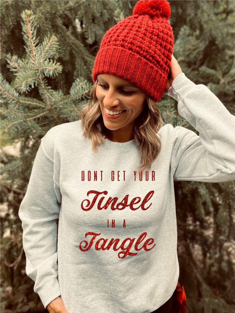 Tinsel in a tangle basic sweatshirt Holiday sweatshirt Gildan 18000 sweatshirt