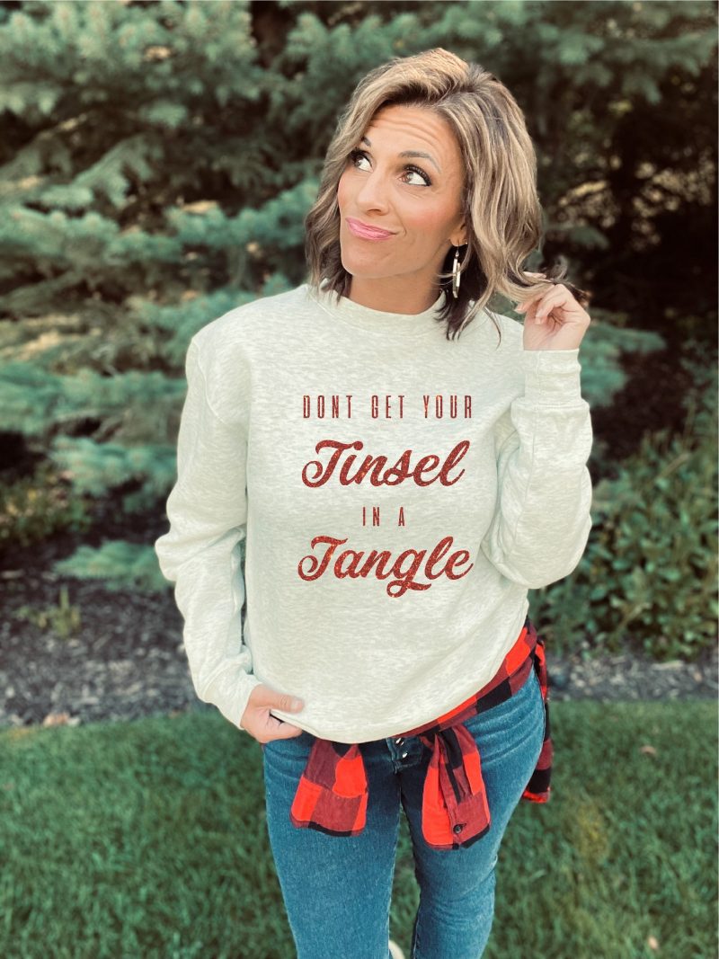 Tinsel in a tangle sweatshirt Holiday sweatshirt Lane seven unisex sweatshirt