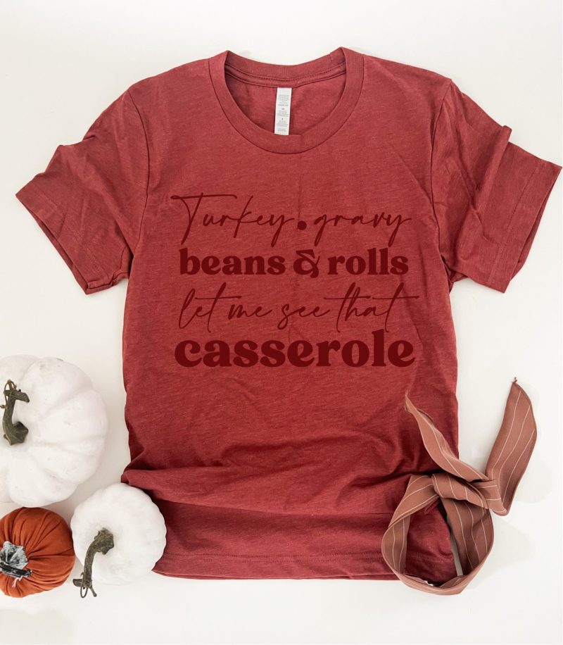 turkey gravy casserole tee thanksgiving collection bella canvas 3001 heather clay 751703