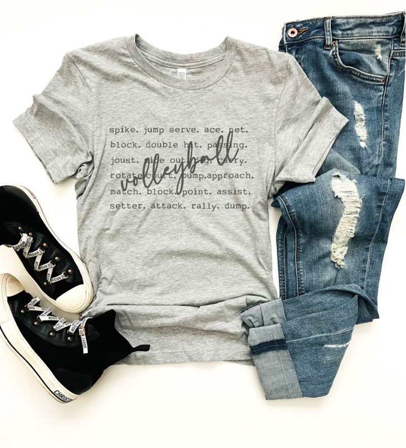 Volleyball words tee sports Bella canvas 3001