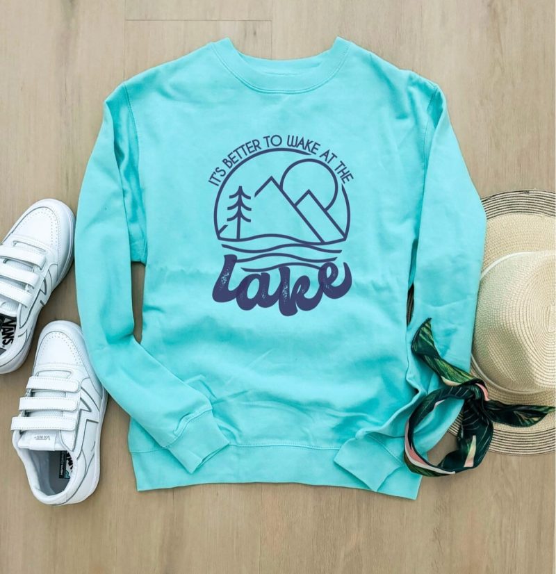 wake at the lake fleece sweatshirt adventure independent trading company lightweight sweatshirt 477435