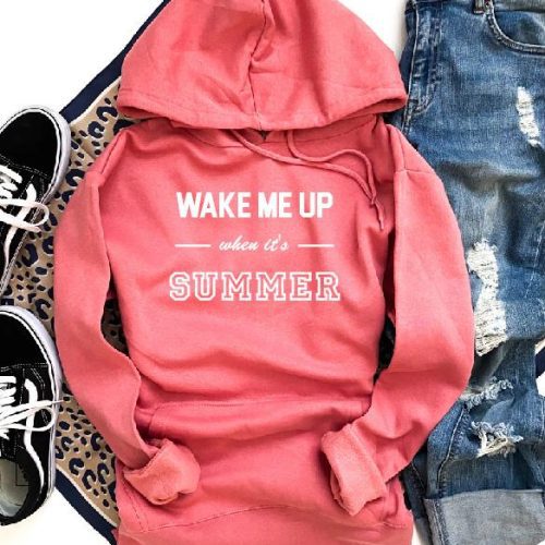 Wake me up when it's summer lightweight fleece hoodie Miscellaneous hoodie Cotton heritage lightweight fleece hoodie S Coral 