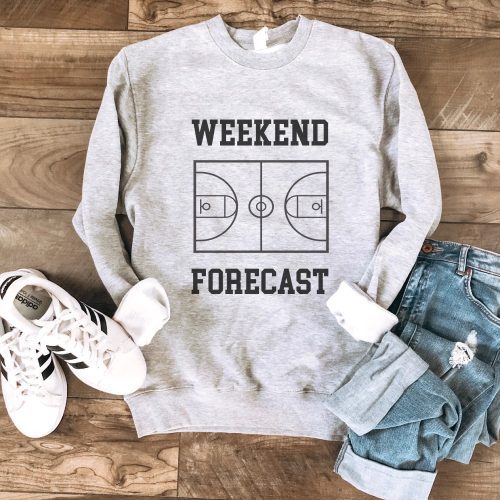 Weekend forecast basketball basic sweatshirt Basketball sweatshirt Gildan 18000 sweatshirt S Athletic heather grey