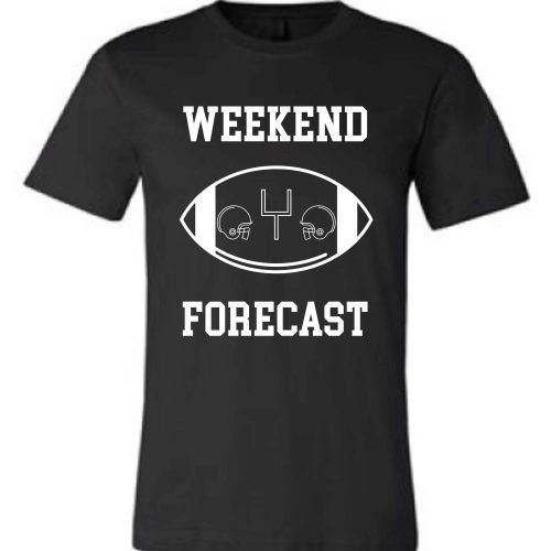 Weekend Forecast Short sleeve football tee Bella canvas and Next Level S Black 