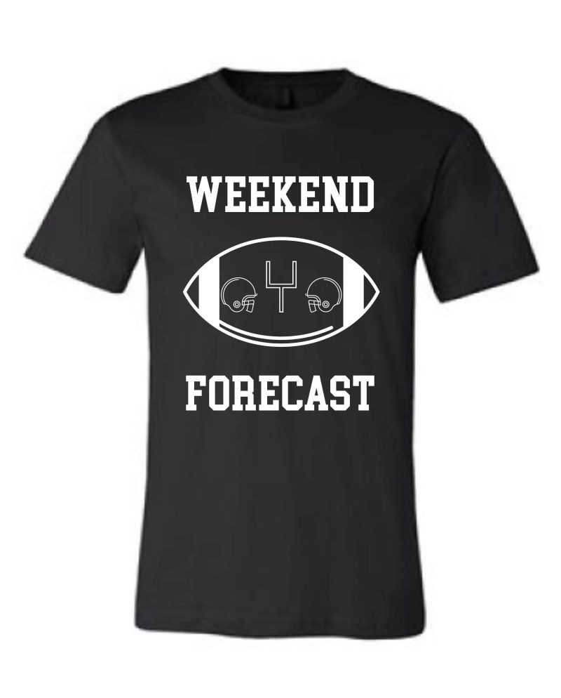 Weekend Forecast Short sleeve football tee Bella canvas and Next Level S Black