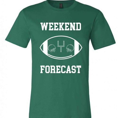 Weekend Forecast Short sleeve football tee Bella canvas and Next Level S Forest green(Packers) 