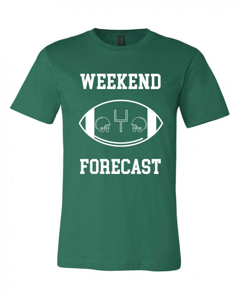 Weekend Forecast Short sleeve football tee Bella canvas and Next Level S Forest green(Packers)