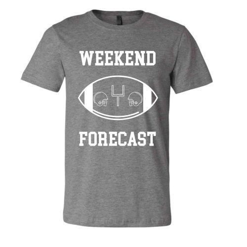 Weekend Forecast Short sleeve football tee Bella canvas and Next Level S Heather grey