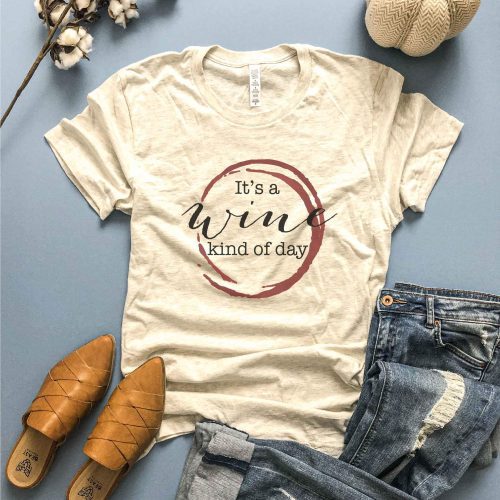 Wine kind of day tee Short sleeve fall tee Bella Canvas 3001 heather mauve XS Oatmeal