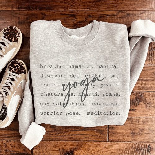 Yoga words basic sweatshirt Sports collection Gildan 18000 sweatshirt