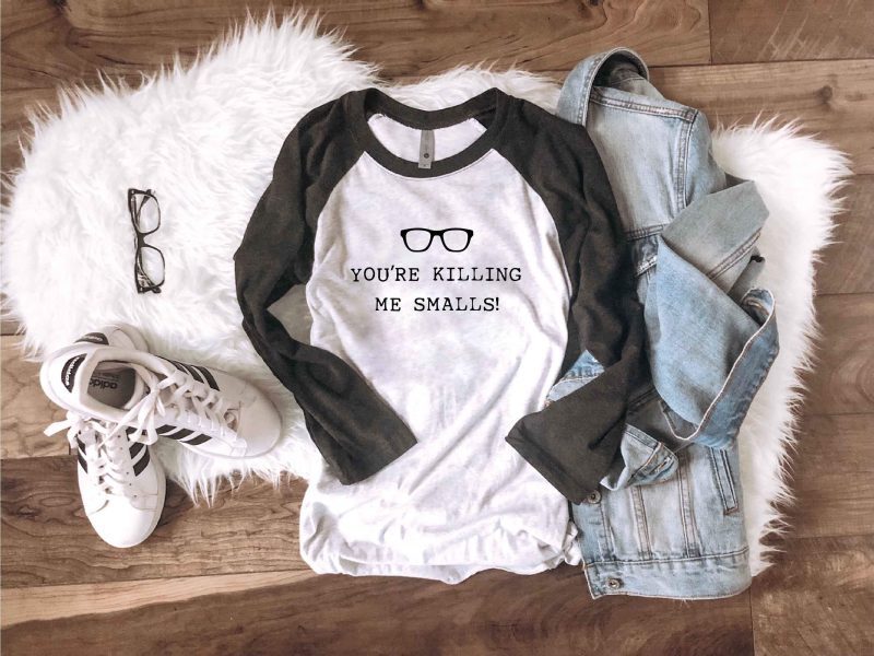 youre killing me smalls baseball tee long sleeve baseball tee next level 6051 baseball tee heather whiteheather black 591963